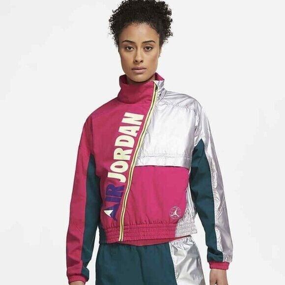 NEW Size L Womens Nike Pink/Silver Jordan Winter Utility Jacket C6497-674 logo